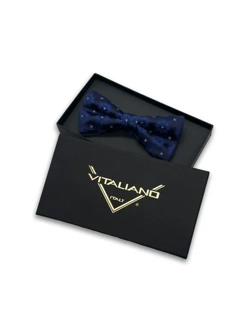 Elegant Blue and Silver Bow Tie
