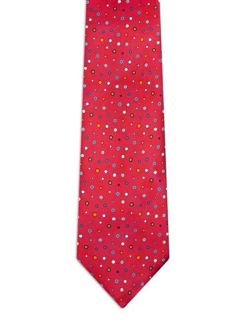 Cravatta Classica Rosso con Pois Multicolore