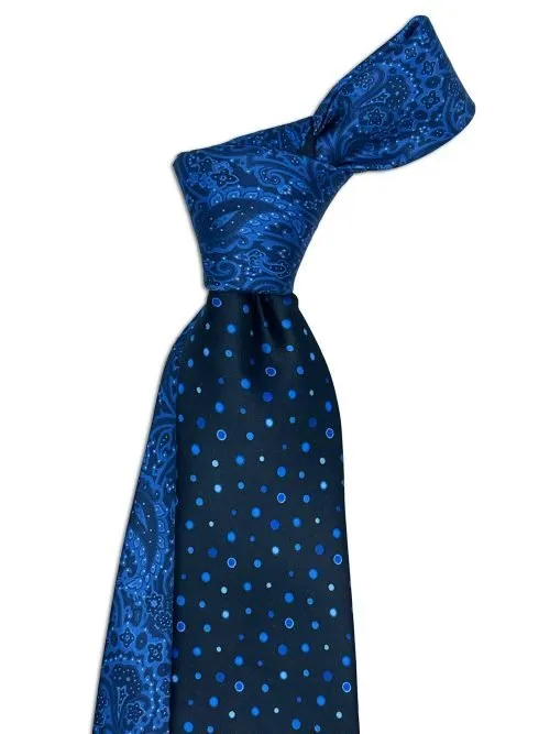 Deco Blue Tie and Pocket Square Set with Polka Dots