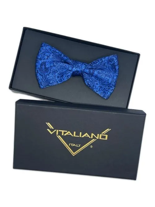 TigerTie papillon di seta - blu brillante marino lavorato - Jacquard-Seta
