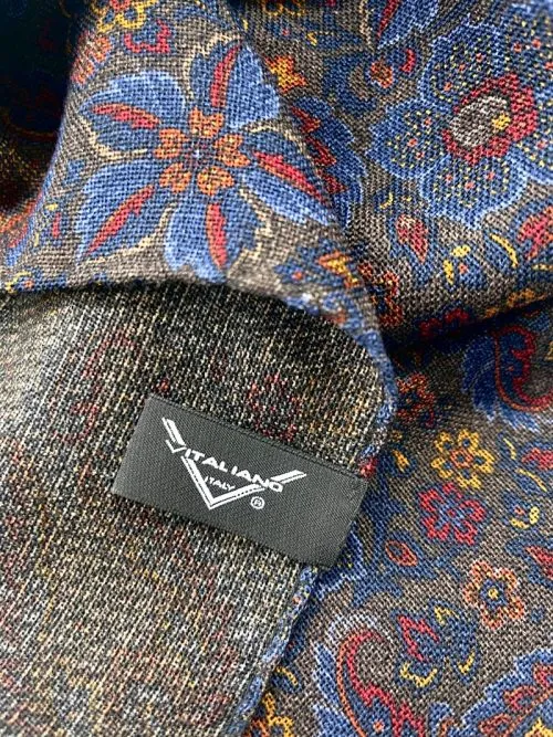 Brown Wool Scarf with Paisley