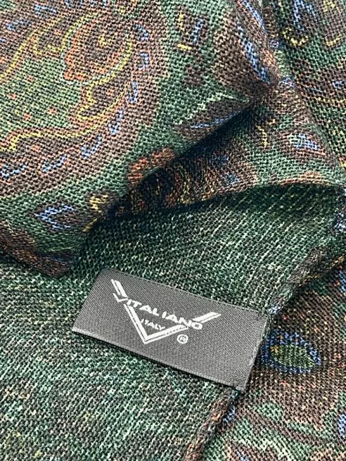 Green Wool Scarf with Paisley