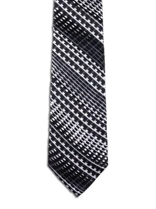 Cravatta Plissé Nera con quadretti e Swarovski <sup style="background-color: #aa9b63; text-transform: capitalize; color: #FFFFFF">NUOVO</sup>