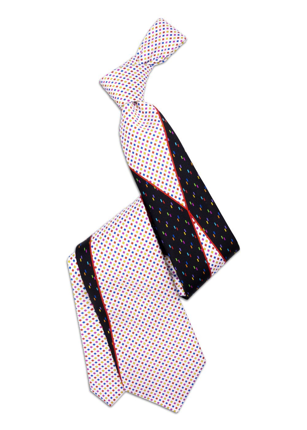 Classic Signature White Tie with Diamonds and Rectangles
