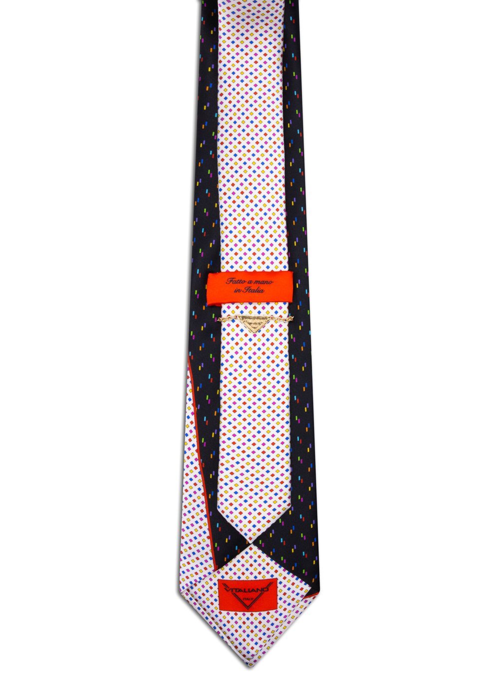 Classic Signature White Tie with Diamonds and Rectangles - Image 3