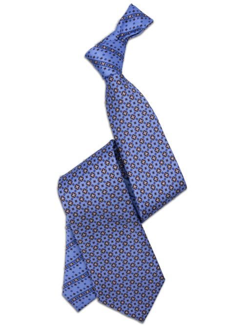 Cravatta Classic Signature Azzurra con micro medaglioni