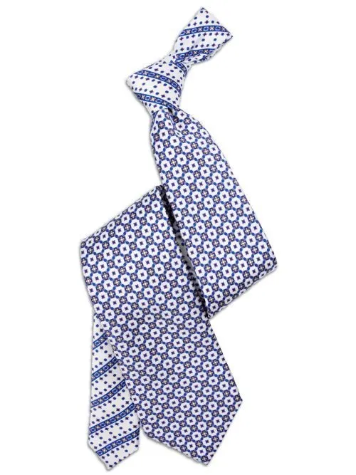Cravatta Classic Signature Bianca con micro medaglioni