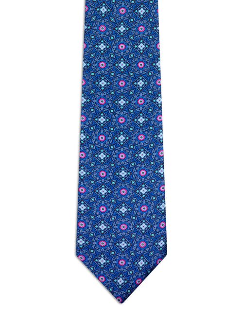 Classic Blue Tie with Micro Medallions