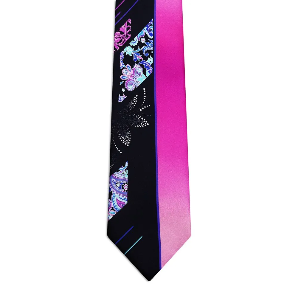 Signature Blue and Pink Tie with Patchwork pattern