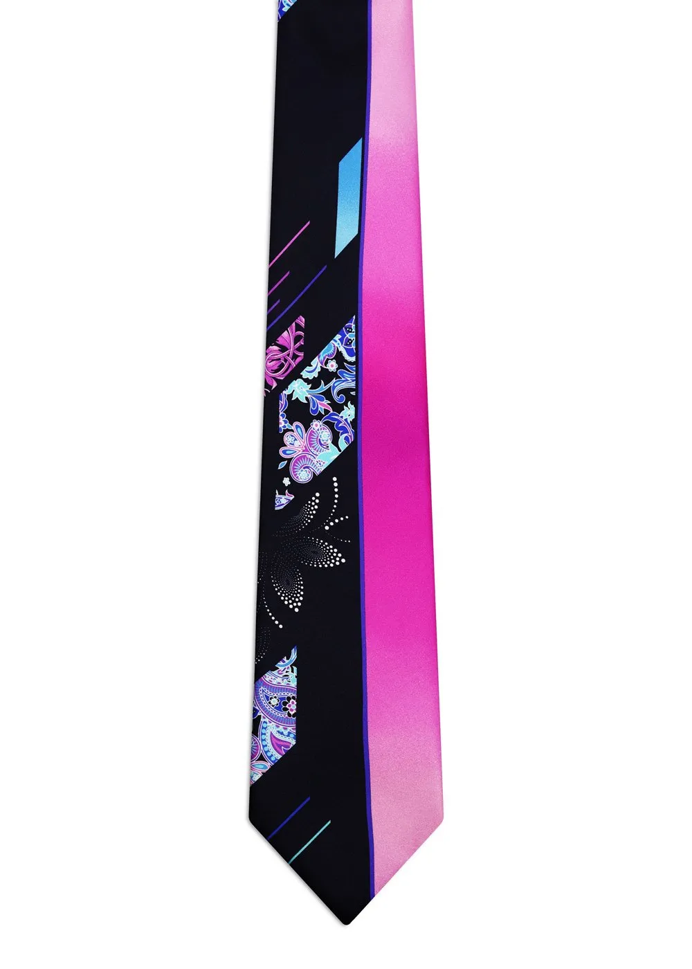 Signature Blue and Pink Tie with Patchwork pattern - Image 2