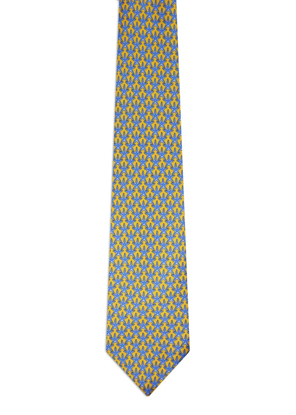 Classic Yellow Tie with Light Blue Starfish - Image 2