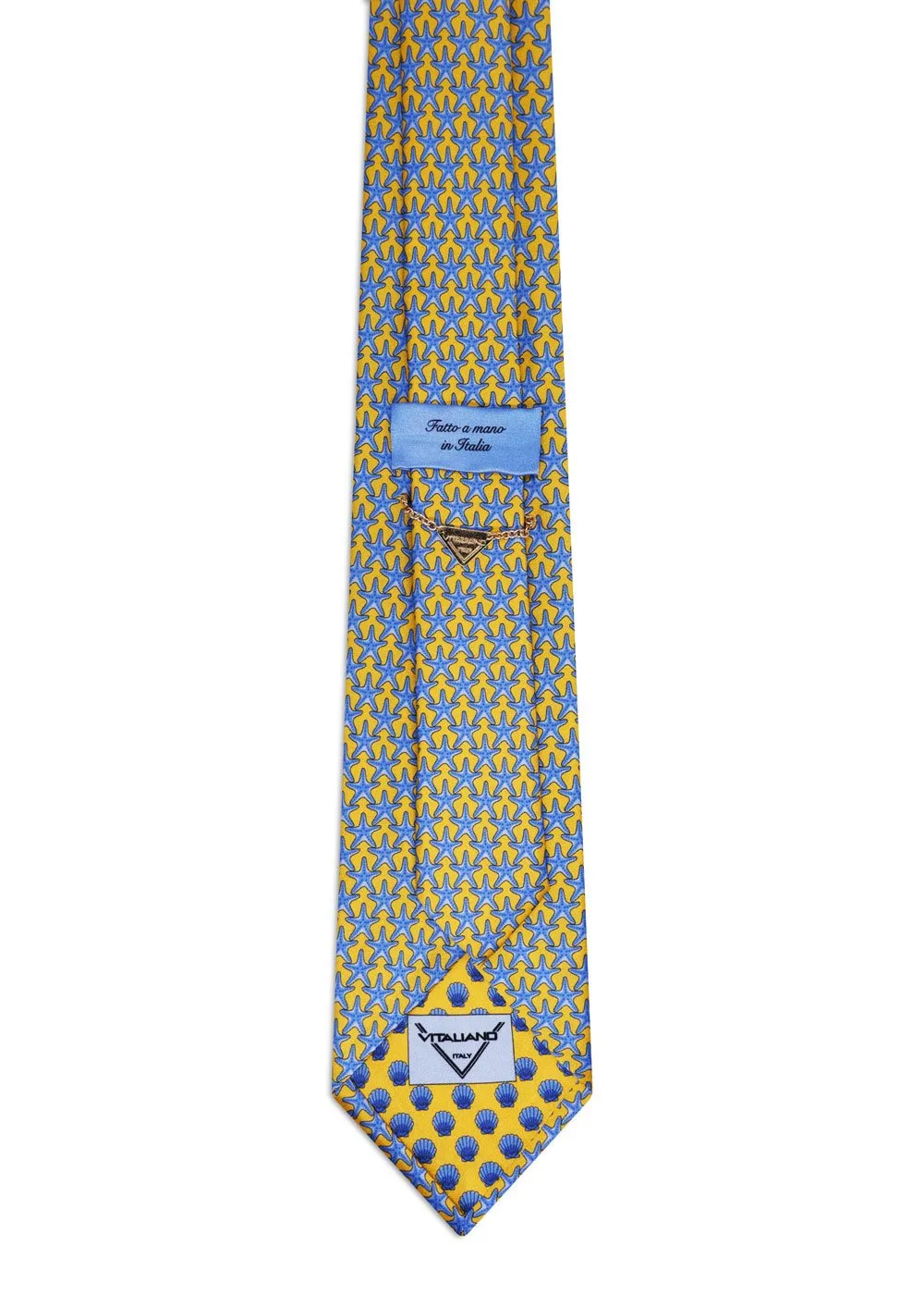 Classic Yellow Tie with Light Blue Starfish - Image 3