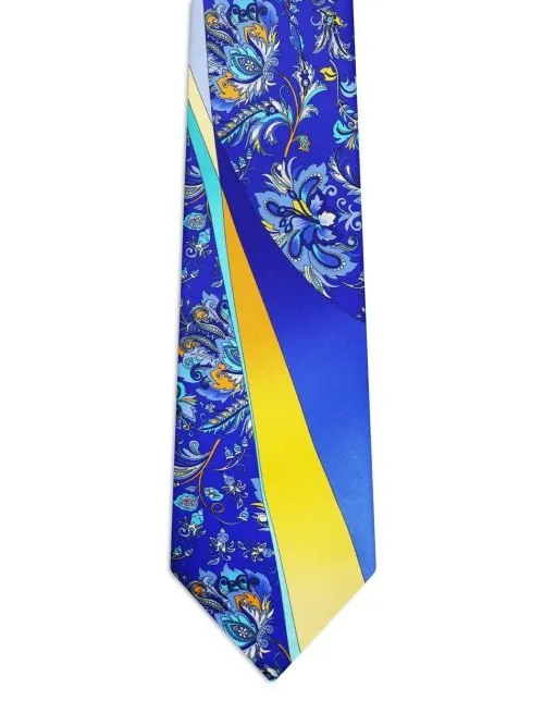 Signature Bluette Tie with Tropical Flowers and Ribbons