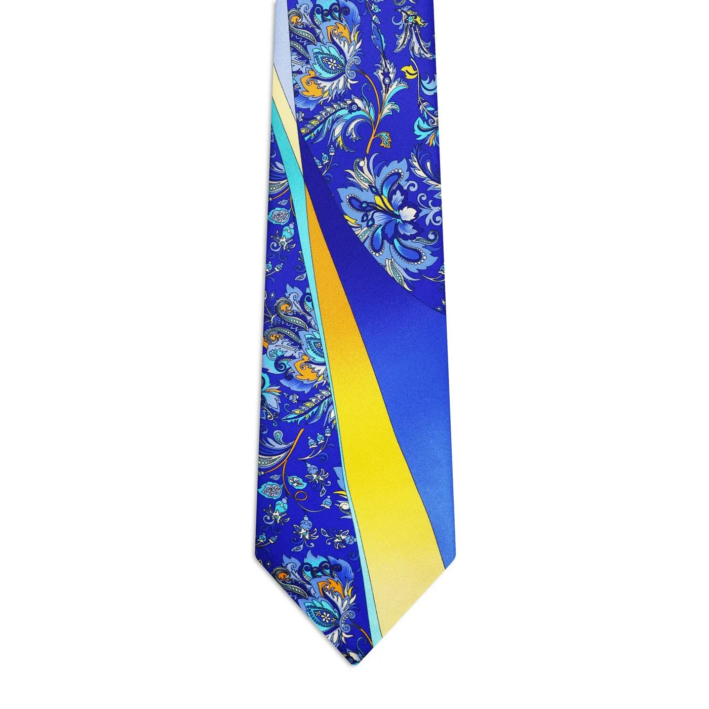 Signature Bluette Tie with Tropical Flowers and Ribbons