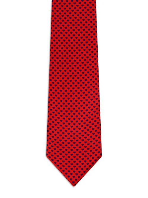 Classic Red Tie with Blue Hearts <sup style="background-color: #aa9b63; text-transform: capitalize; color: #FFFFFF">NEW</sup>