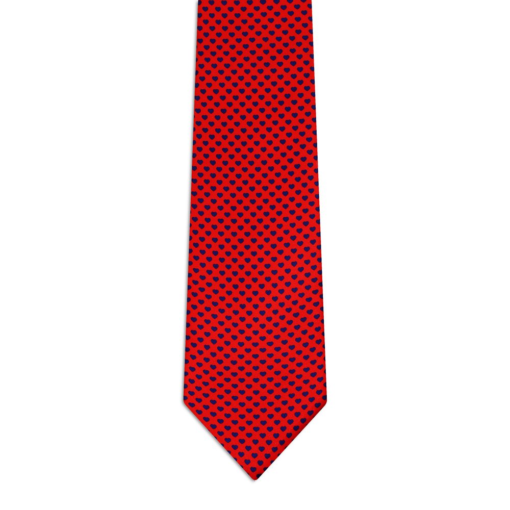 Classic Red Tie with Blue Hearts <sup style="background-color: #aa9b63; text-transform: capitalize; color: #FFFFFF">NEW</sup>