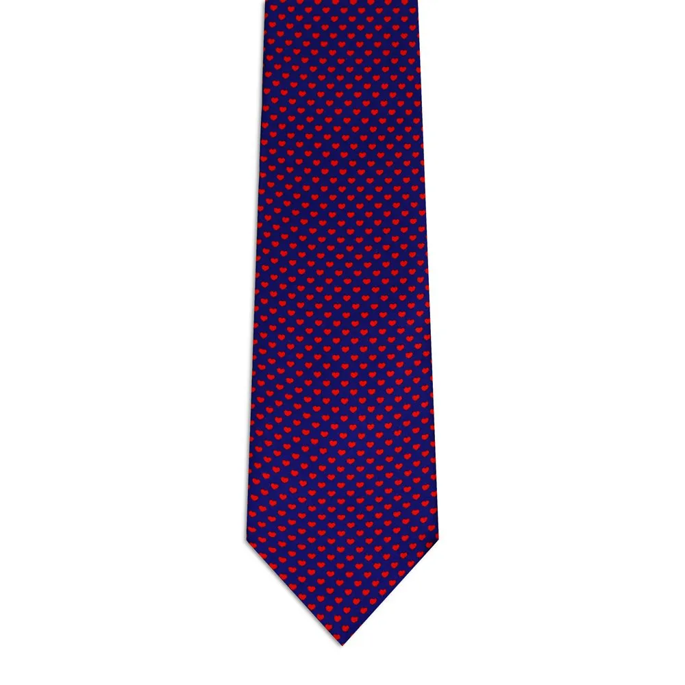 Classic Blue Tie with Red Hearts <sup style="background-color: #aa9b63; text-transform: capitalize; color: #FFFFFF">NEW</sup>