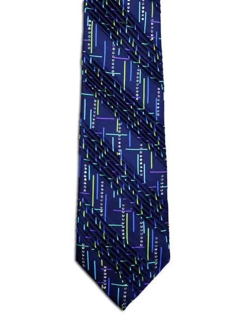 Cravatta Classica Plissè Blu con linee multicolore e Swarovski <sup style="background-color: #aa9b63; text-transform: capitalize; color: #FFFFFF">NUOVO</sup>