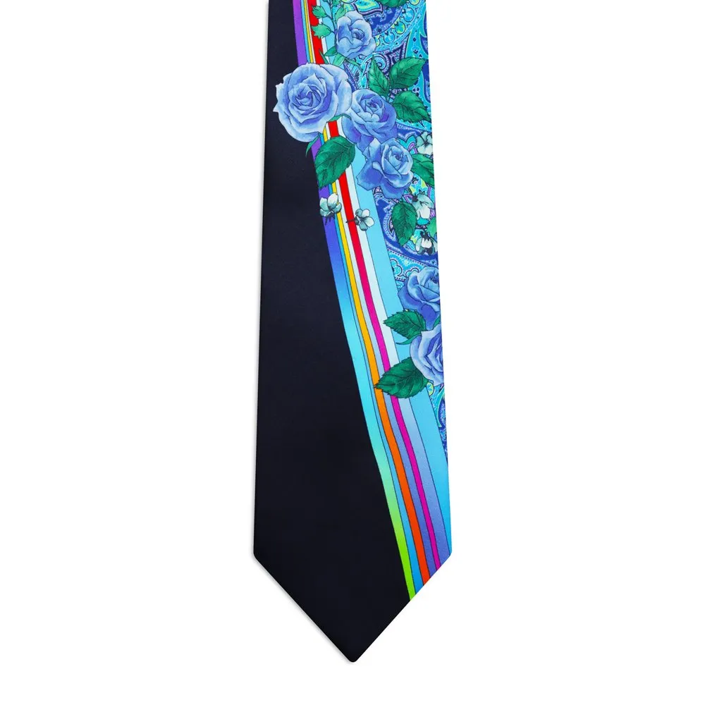 Signature Blue Tie with Blue Paisley, Roses and Ribbons <sup style="background-color: #aa9b63; text-transform: capitalize; color: #FFFFFF">NEW</sup>