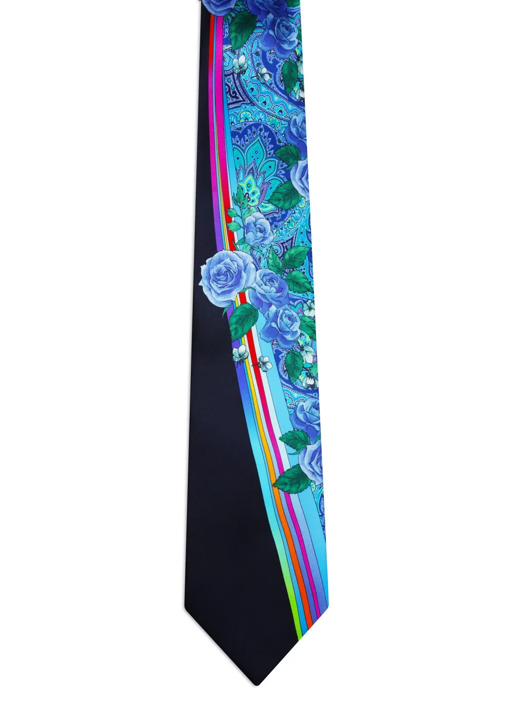 Signature Blue Tie with Blue Paisley, Roses and Ribbons <sup style="background-color: #aa9b63; text-transform: capitalize; color: #FFFFFF">NEW</sup> - Image 2