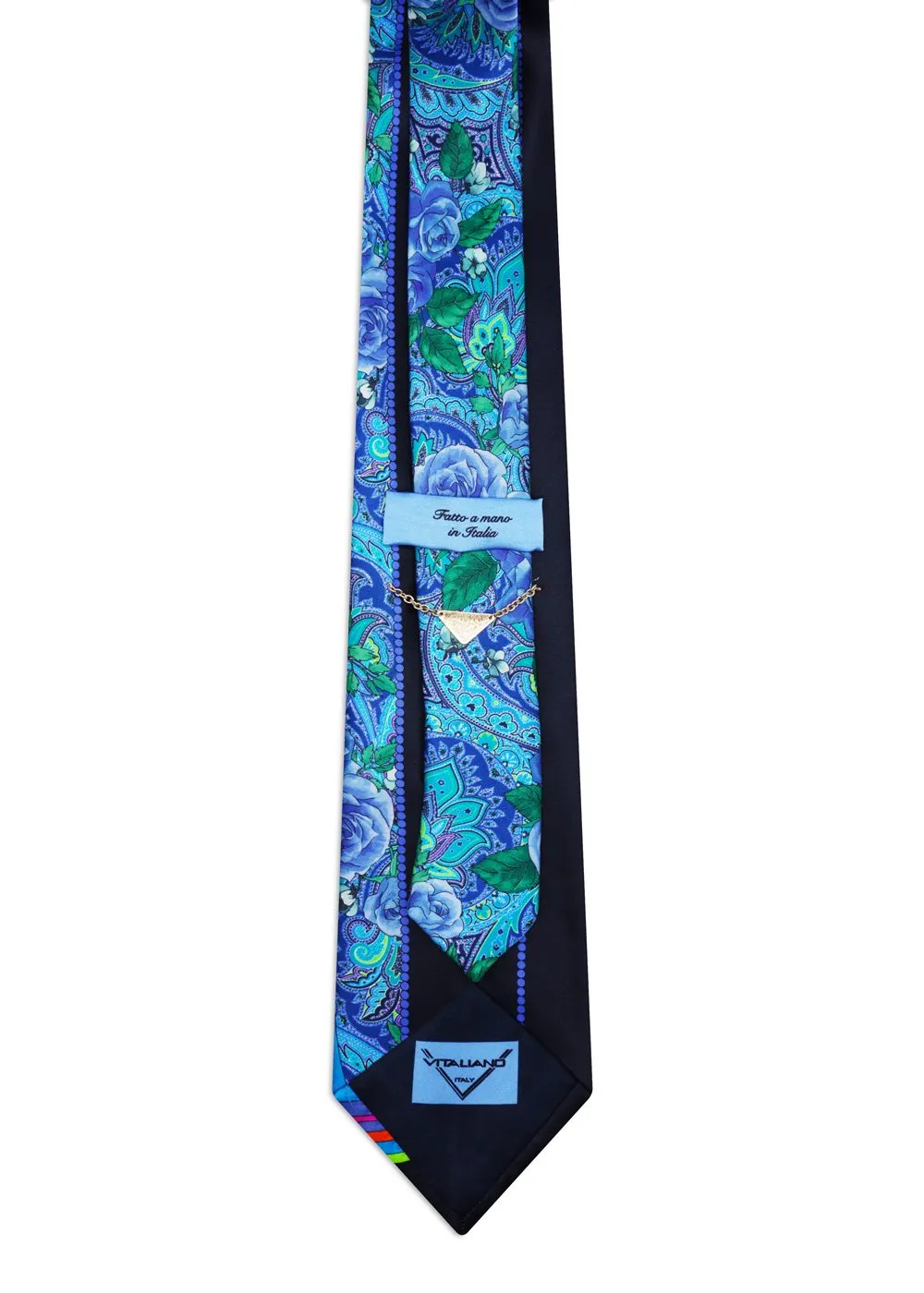 Signature Blue Tie with Blue Paisley, Roses and Ribbons <sup style="background-color: #aa9b63; text-transform: capitalize; color: #FFFFFF">NEW</sup> - Image 3