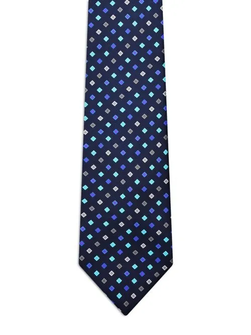 Classic Blue Tie with multicolored micro squares <sup style="background-color: #aa9b63; text-transform: capitalize; color: #FFFFFF">NEW</sup>