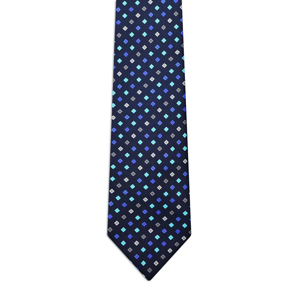 Cravatta Classica Blu con micro quadretti multicolore <sup style="background-color: #aa9b63; text-transform: capitalize; color: #FFFFFF">NUOVO</sup>