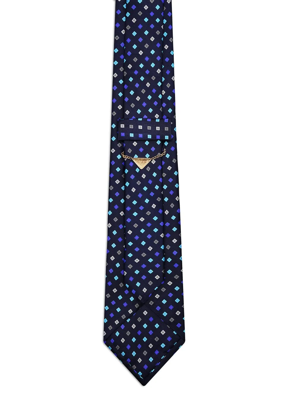 Cravatta Classica Blu con micro quadretti multicolore <sup style="background-color: #aa9b63; text-transform: capitalize; color: #FFFFFF">NUOVO</sup> - immagine 3