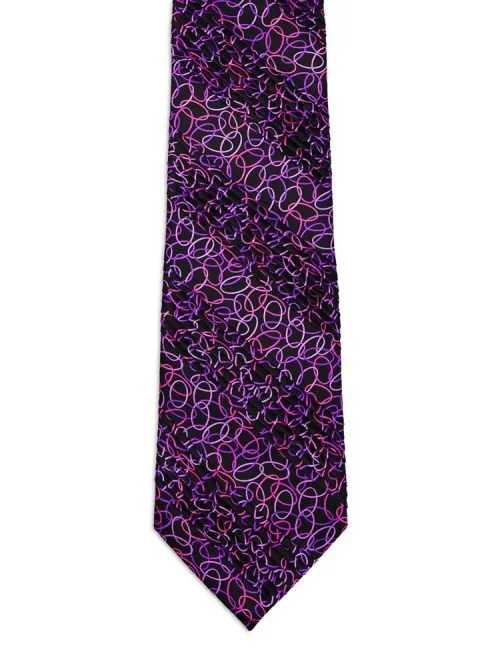Black Pleated Tie with purple micro squares <sup style="background-color: #aa9b63; text-transform: capitalize; color: #FFFFFF">NEW</sup>