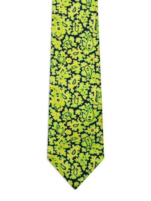 Classic Blue Tie with Green Paisley <sup style="background-color: #aa9b63; text-transform: capitalize; color: #FFFFFF">NEW</sup>
