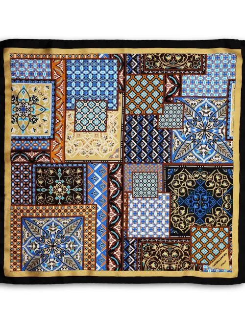 Brown Handkerchief with Patchwork pattern <sup style="background-color: #aa9b63; text-transform: capitalize; color: #FFFFFF">NEW</sup>