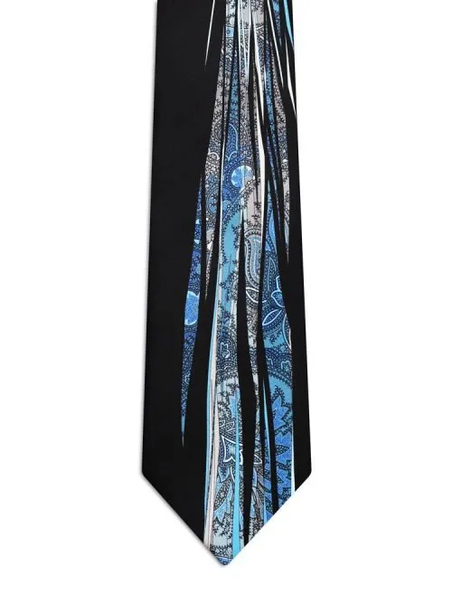 Signature Blue tie with grey, light blue, and white paisley and ribbons <sup style="background-color: #aa9b63; text-transform: capitalize; color: #FFFFFF">NEW</sup>