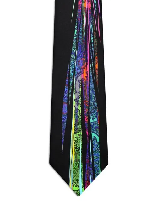 Signature Blue Tie with Multicolored Paisley and ribbons <sup style="background-color: #aa9b63; text-transform: capitalize; color: #FFFFFF">NEW</sup>