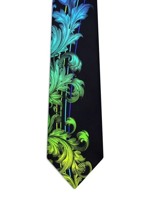Signature Blue Tie with Baroque Fading from Blue to Yellow and Ribbons <sup style="background-color: #aa9b63; text-transform: capitalize; color: #FFFFFF">NEW</sup>