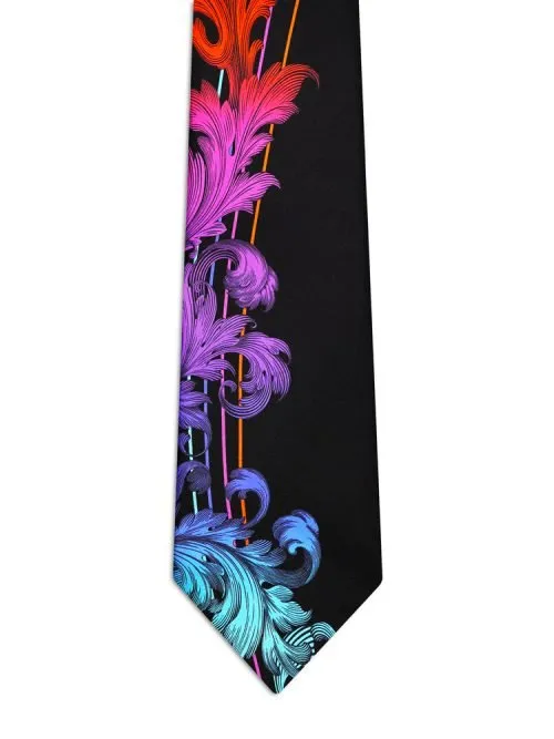 Signature Blue Tie with Baroque Fading Multicolored and Ribbons <sup style="background-color: #aa9b63; text-transform: capitalize; color: #FFFFFF">NEW</sup>